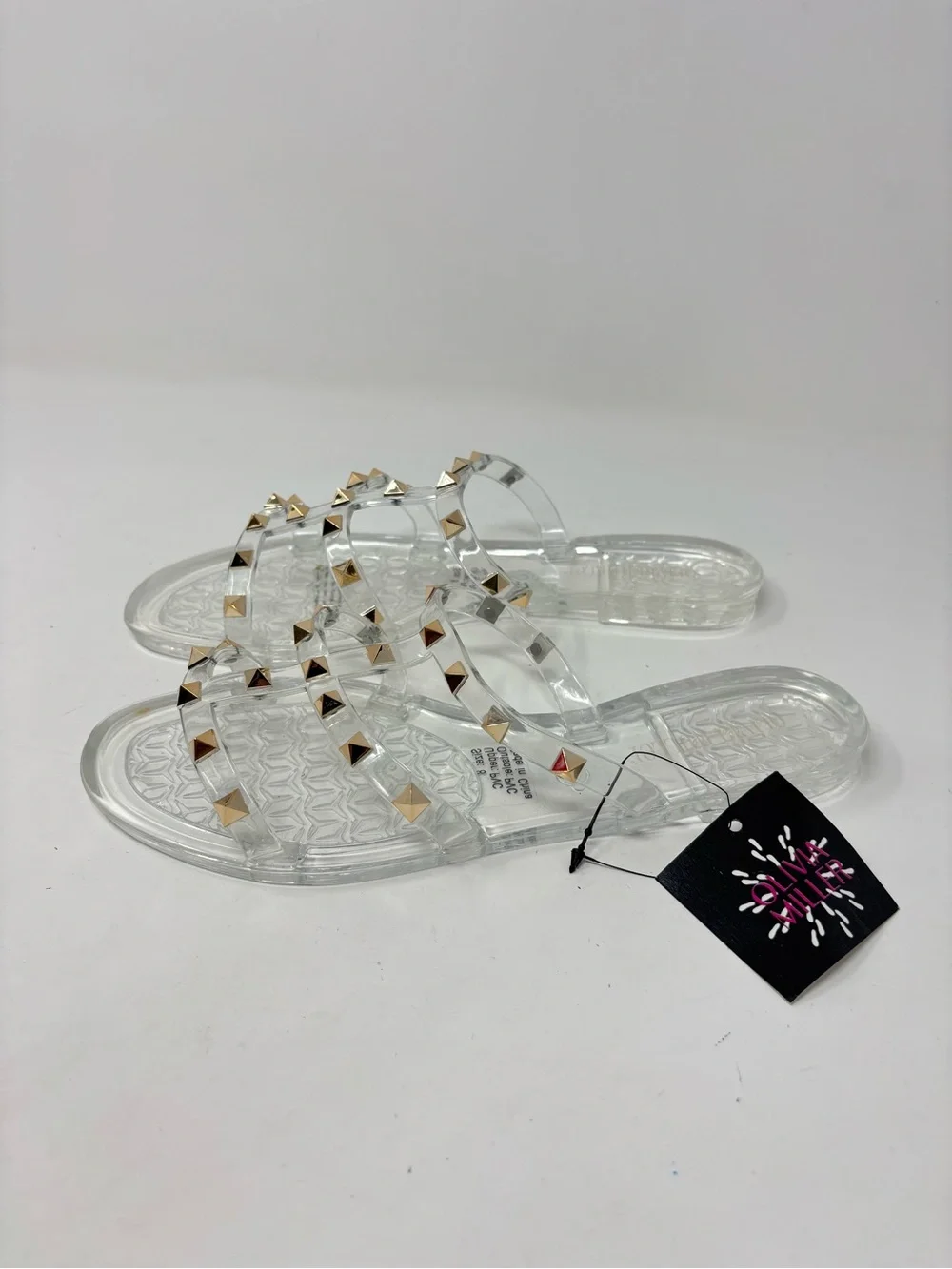 Olivia Miller studded triple strap jelly sandals size 8 NWT